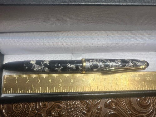 🔴 ERO penna stilografica marmorizzati PISTONE profili dorati Germany vintage