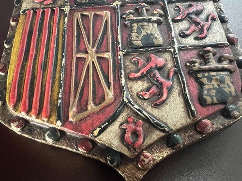 Crest Aigle Saint Juan Dictateur Fraco Bouclier Bois Vintage 1940 Hauteur 32
