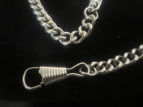 🔴 CATENA orologio tasca cromata con moschettone Lunghezza 38 cm VINTAGE