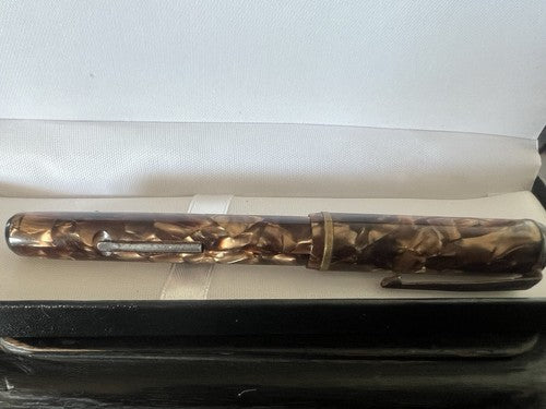 🔴 PENMAN penna stilografica celluloide nocciola leva scrive USA vintage