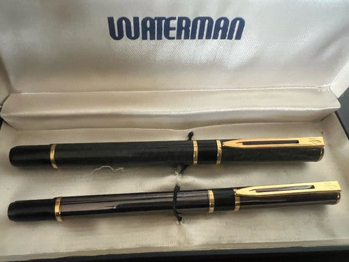 🔴 WATERMAN penna stilografica Laureat lacca GRIGIA pennino F sfera CANNA FUCILE