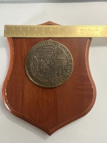 🔴 Wappen der Staatspolizei Taucher, Schild aus Holz und Metall, Relief, Höhe 15