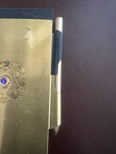 Lion's Club Notepad Golden With Coat-of-Arms & Pencil Vintage L 7 H 11