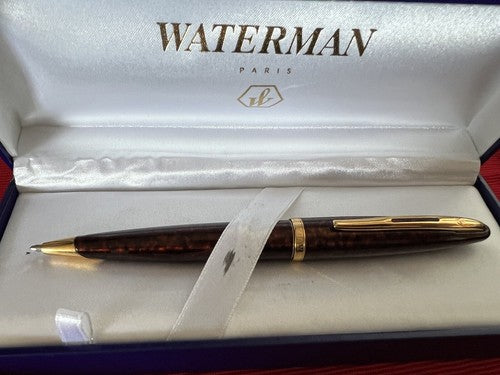 🔴 WATERMAN penna sfera Carene Deluxe lacca marmorizzata profili dorati