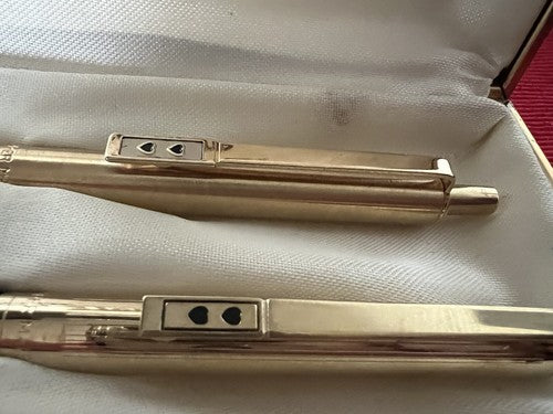 Papermate Pen+Pencil Mechanical Metal Golden Scrivono Box Vintage