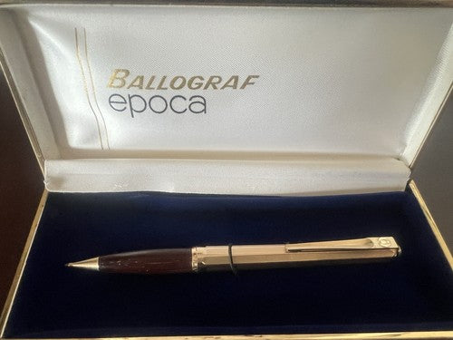 Pencil Mechanical Ballograf Metal Golden Wood Marking Vintage 12