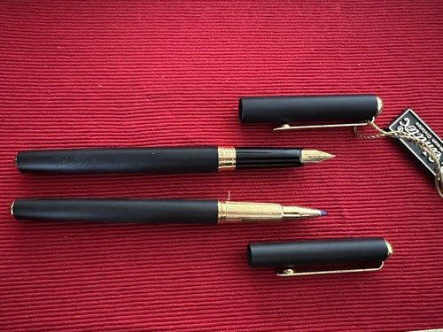 Elmitex Stylo-Plume Stylo à Plume Et Sphère By Montegrappa Laque Noire / Rétro