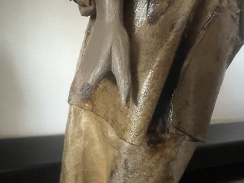 🔴 Statua scultura CARTAPESTA firmata CECILIA POLITO dama Firenze 11x11 h 42 cm