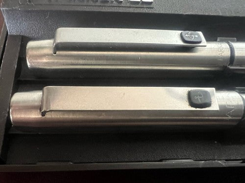 🔴 PARKER penna stilografica 25 cromata clip sigillo NERO e sfera vintage 1970