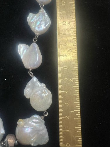 MMA Boucles Collier Argent 925 Laminé Or Perles Original Chevaux Marins