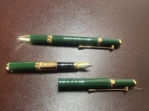 🔴 KELERMES penna stilografica e sfera 2 colori lacca verde smeraldo scrivono