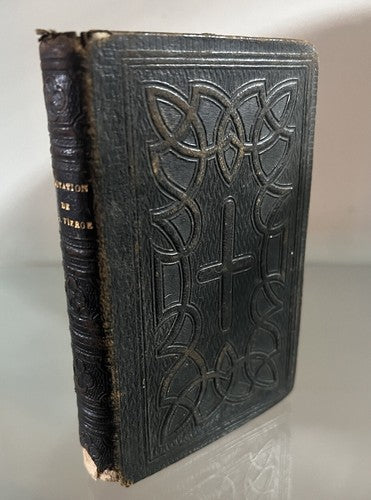 🔴 Book Madonna TRES-SAINTE VIERGE French ANTIQUE print from 1883 leather 