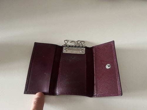 🔴 Portachiavi FURLA in pelle bordò con protezione chiavi vintage