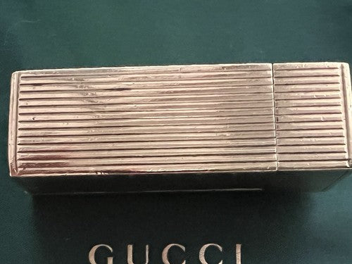 🔴 GUCCI gold laminated lipstick holder with EMERALD stone antique from 1930 RARE 