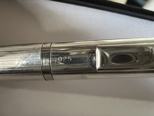Stylo-Plume Sphère Argent Massif 925 Rayures Bas-Relief Écrit Vintage 16