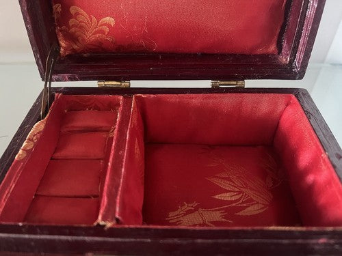 🔴 PORTAGIOIE CINESE legno ottone cofanetto scrigno astuccio vintage 11