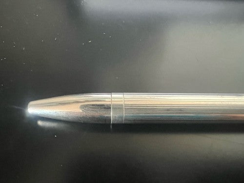 🔴 Penna sfera ARGENTO 925 MASSICCIO 925 righe pulsante a scatto scrive vintage