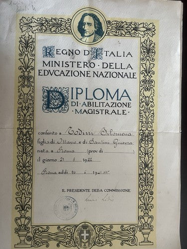 🔴 Originales Lehrdiplom des Königreichs Italien vom 30. Juni 1941 