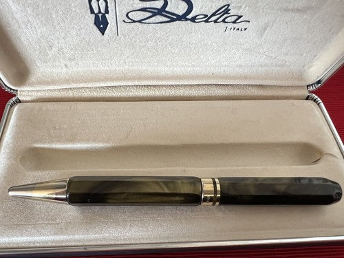 Delta Stylo-Plume Sphère Marbré Facettes Et Argent 925 Écrit Avec Boîte 