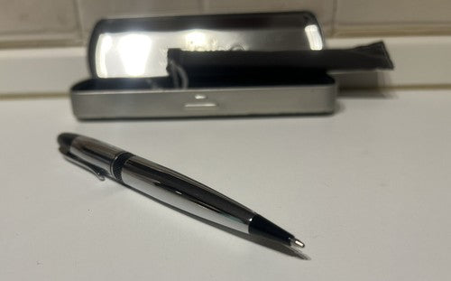 🔴 ZIPPO penna sfera argentata con scatola scrive perfettamente vintage