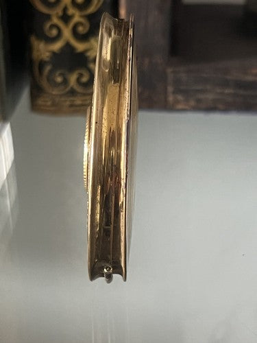 Porte- Poudre Miniature Femme Laminé Or Burins Miroir Vintage