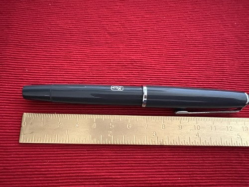 🔴 ERO penna stilografica grigia PISTONE profili cromati Germany scrive vintage