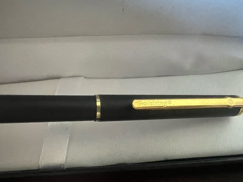🔴 GOLDRING penna sfera lacca nera opaca profili dorati scrive prodotta Germania