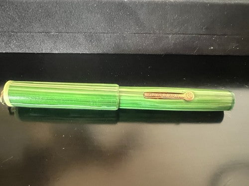 🔴 WATERSON penna stilografica celluloide verde a leva funziona e SCRIVE vintage