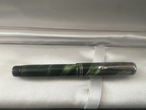 🔴 OMER EXTRA penna stilografica celluloide verde marmorizzata SCRIVE vintage