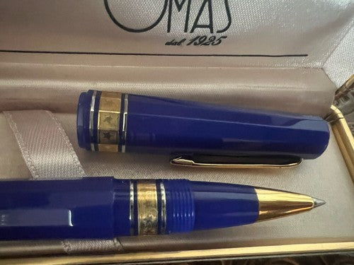 Grand-Mère Stylo-Plume Sphère Extra Résine Bleu Paysage Europeenne 1992 Limité