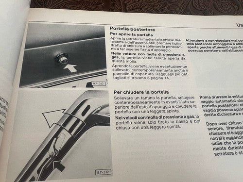 🔴 Originale italienische Bedienungsanleitung für den VOLKSWAGEN Golf, Wartungshandbuch, Baujahr 1981