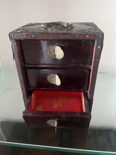 🔴 PORTAGIOIE CINESE legno cofanetto scrigno astuccio vintage 16