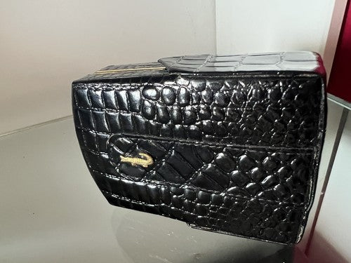 🔴 Portasigarette nero effetto coccodrillo rigido con fessura per cinta vintage