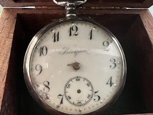 🔴 REMONTOIR orologio tasca ARGENTO 800 cilindri manuale da revisionare parti