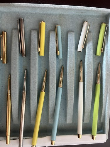 Stilus Pens Sphere Lacquer Chrome Gold Stock 6 Pieces Edition More Vtg 1970