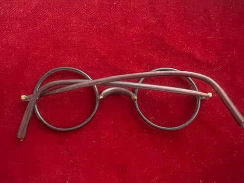 🔴 Montatura OCCHIALI ANTICHI metallo bachelite leggeri Charlie Chaplin 1800 n.2