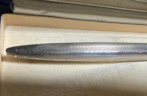 Biarg Stylo-Plume Sphère Argent 800 Massif Corps Guillocchè Avec Boîte Vintage
