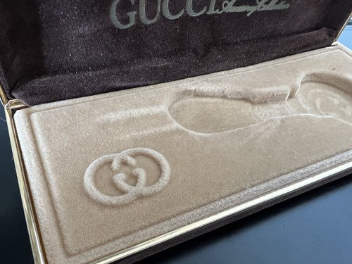 🔴 GUCCI Schlüsselbox, braunes Plüschinterieur (siehe Foto), Vintage 1980 