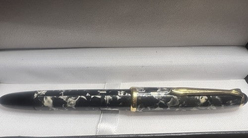 Ero Stylo-Plume Stylo à Plume Marbré Piston Profils Doré Germany Vintage