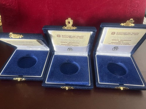 🔴 IPZS scatole monete CELEBRATIVE DELLA PRESIDENZA ITALIANA ARGENTO lotto 3 PZ