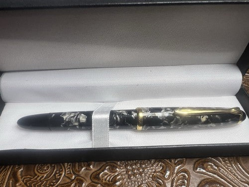 Ero Stylo-Plume Stylo à Plume Marbré Piston Profils Doré Germany Vintage