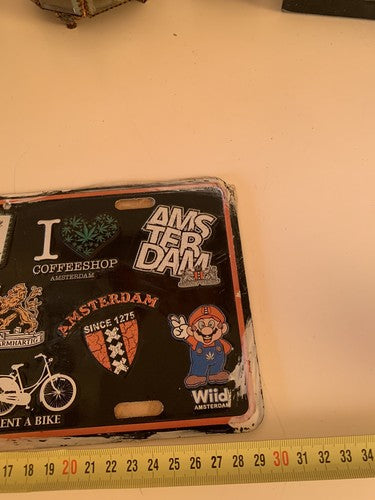 Amsterdam Werbeplakette, Wanddisplay, Metall, Emaille, Vintage 