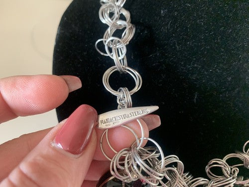 Collier, Collier Maria Cristina Sterling Tout en Argent Rhodié Et Cœurs 