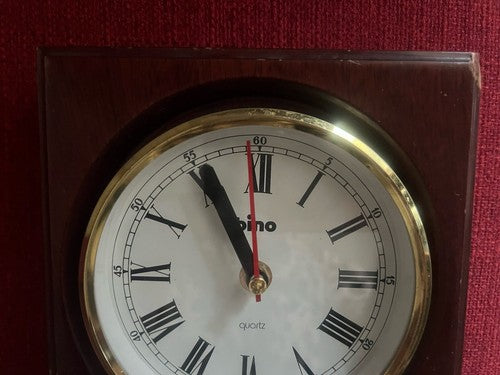 🔴 BINO Barometer-Wanduhr aus Holz und Messing mit Bullauge 