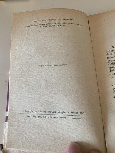 Livre de Profundis Texte Completo Oscar Wilde Orsa Major Époque 1950