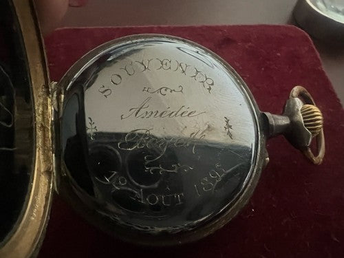 Montre Hommes Poche Amedee Bojet Acier Bruni Fonctionne Antique 1897