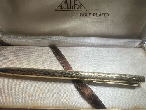 🔴 LALEX penna sfera corpo placcato oro cesellato italiana scrive vintage