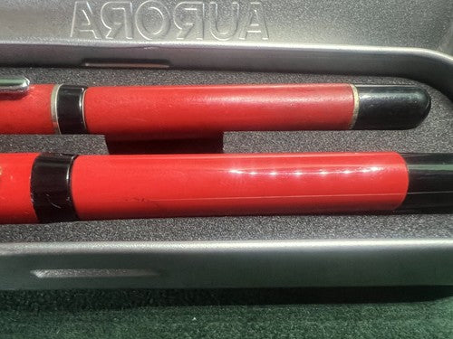 🔴 AURORA penna stilografica Idea ROSSA pennino M e sfera scrivono vintage