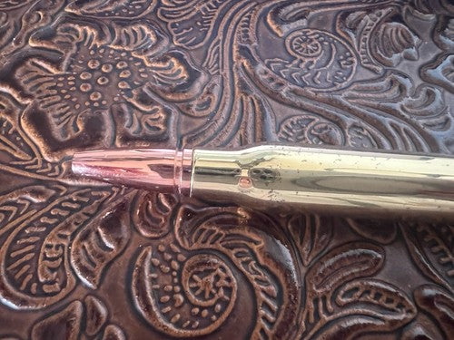 Red Ballpoint Pen Rifle RAIN HUNTER Metal Wood With Cartridge Writes Vintage