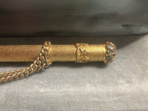 Stylo-Plume Sphère Doré Avec Chaîne Et Décor Turquoise Élégant Écrit Vintage 